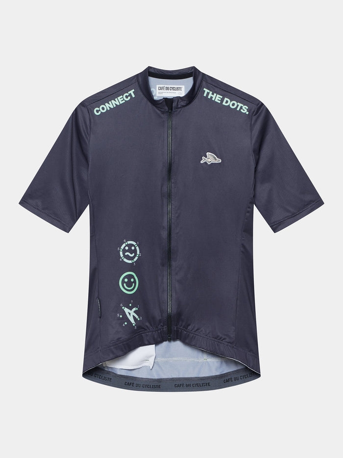Cafe DU Cycliste Iconic Jersey Fleurette / Orange Blossom Navy
